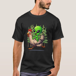 Camiseta Frango Alien Rooster Engraçado Amantes de Animais