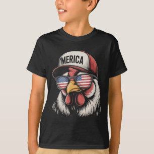 Camiseta Frango Americano Bandeira EUA Fazendeiro Engraçado