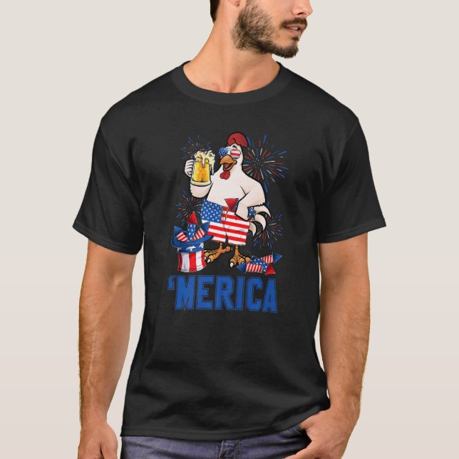 Camiseta Frango Americano Com Copo De Cerveja Dia Da Indepe (Frente)