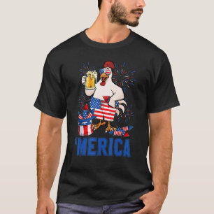 Camiseta Frango Americano Com Copo De Cerveja Dia Da Indepe