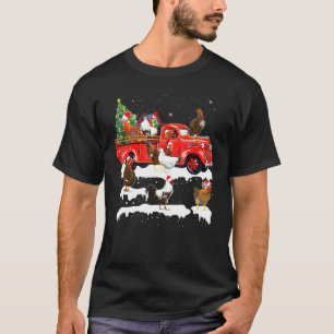 Camiseta Frango Andando de Caminhão Vermelho Feliz Natal Fa