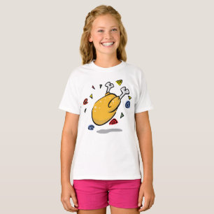 Camiseta Frango Assado de Desenho Animado Engraçado Caindo