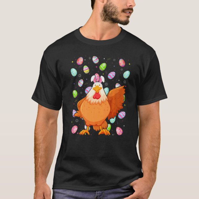 Camiseta Frango Ave Ovo de Páscoa Frango Engraçado Domingo  (Frente)