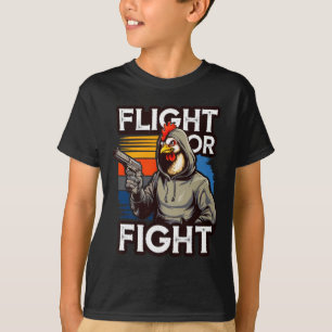 Camiseta Frango Bandido Bravo Resposta de Lutar ou Fugir En
