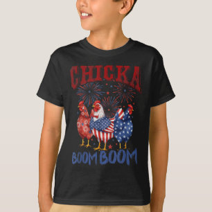 Camiseta Frango Boom Boom Divertido Patriótico Chicka 4 De
