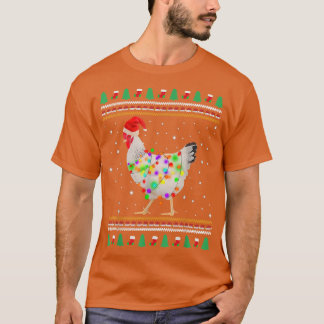 Camiseta Frango Branco Papais noeis de Frango de Natal Feio