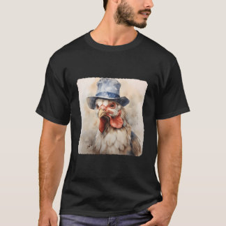Camiseta Frango Com Uma Fazenda Frango Vestindo Pássaro