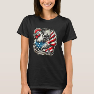 Camiseta Frango da Bandeira Americana Fazendeiro Patriota 4