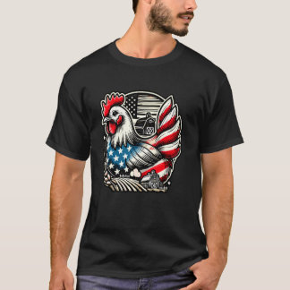 Camiseta Frango da Bandeira Americana Fazendeiro Patriota 4