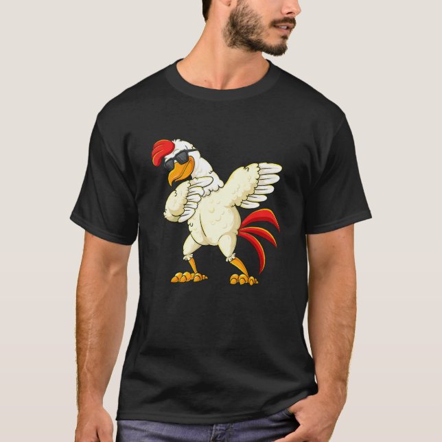 Camiseta Frango Dabbing Usando Óculos de Sol Dab Dança Garo (Frente)