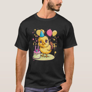 Camiseta Frango de Aniversário com Balões e Fantasia de Cha