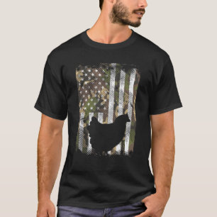 Camiseta Frango de Bandeira Camo Vintage Animal de Fazenda