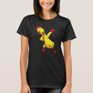 Camiseta Frango de Borracha Dabbing Segurando Um Coração