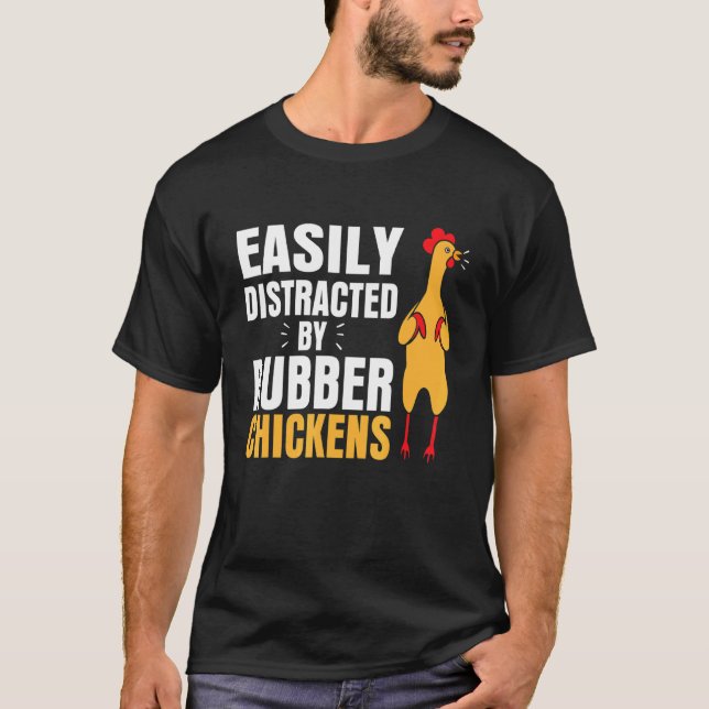 Camiseta Frango de Borracha Fácilmente Distraído Pássaro Le (Frente)