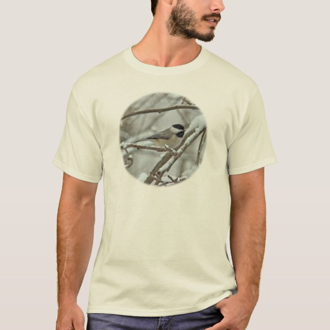 Camiseta Frango de Capa Negra em Tempestade de Neve (Frente)