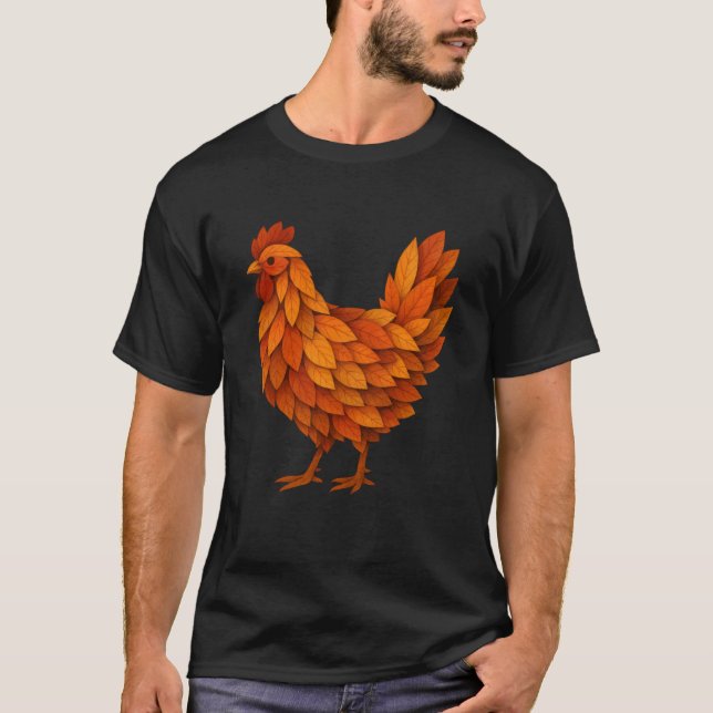 Camiseta Frango de Folhas de Outono (Frente)