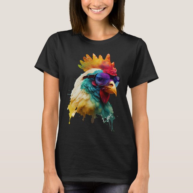 Camiseta frango de frango óculos escuros férias fãs de gali (Frente)