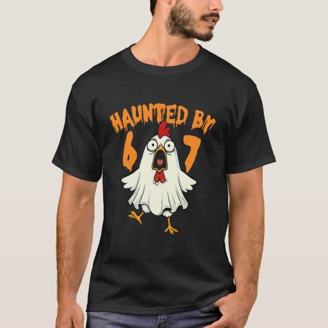 Camiseta Frango de Halloween Bicho-Papão Fantasma Seis Sete (Frente)