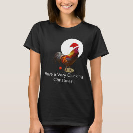 Camiseta Frango de Natal Engraçado Saudando Preto Feio