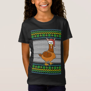 Camiseta Frango De Natal Feio Com Santa Hat Luzes Xmas