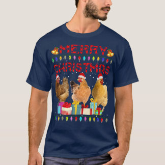 Camiseta Frango de Natal Luz Feliz Xmas Frango Engraçado
