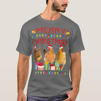Camiseta Frango de Natal Luz Feliz Xmas Frango Engraçado