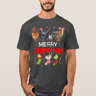 Camiseta Frango de Natal Luzes Feliz Xmas Galinha Cuta C