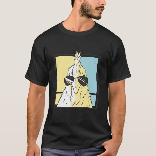 Camiseta Frango de Óculos de Sol Elegantes Cluckin Cool par (Frente)