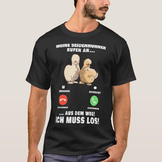 Camiseta Frango de Seda Ligue para o Telefone do Frango de  (Frente)