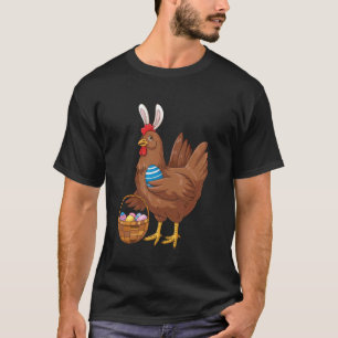 Camiseta Frango do Dia de Páscoa Vestindo Orelhas de Coelho