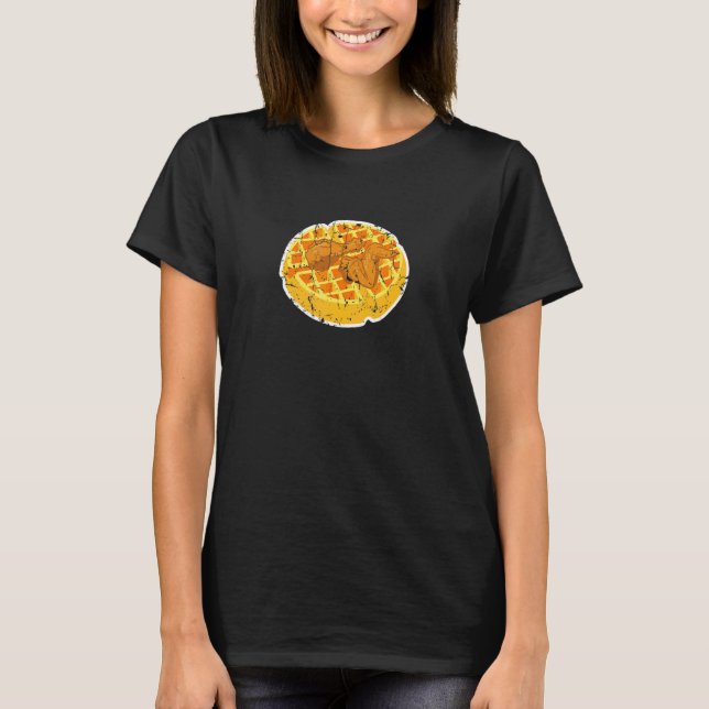 Camiseta Frango E Waffle Angustiado Comida Cute Trapaça Ref (Frente)