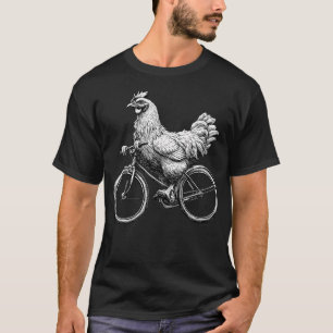 Camiseta Frango Engraçado Andando de Bicicleta Ciclista Amo