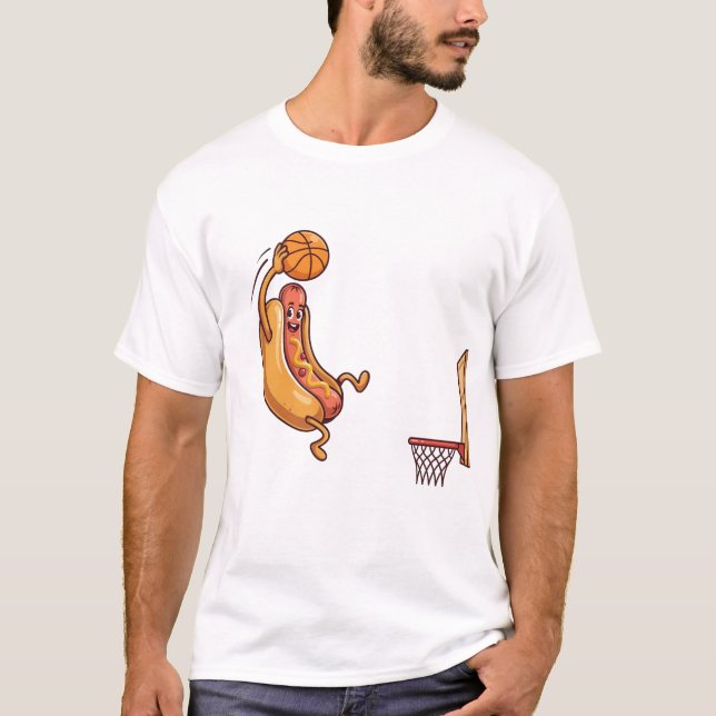 Camiseta Frango engraçado Comida Cachorro Jogador de Basque (Frente)