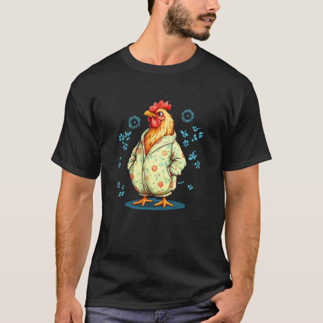 Camiseta Frango Engraçado de Pijama para um Toque Cômico (Frente)
