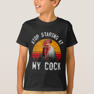 Camiseta Frango Engraçado Galo Pare De Fitar Meu Presente