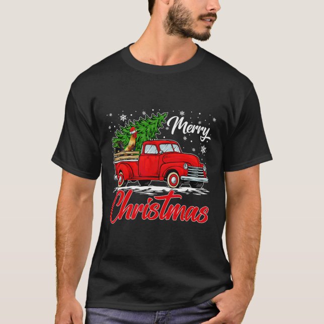 Camiseta Frango Engraçado Na Árvore De Natal De Caminhão Ve (Frente)