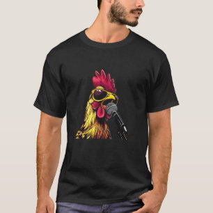 Camiseta Frango Engraçado na Barra de Cantar para Amantes d