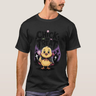 Camiseta Frango Engraçado ou Vampiro de Halloween para Aman