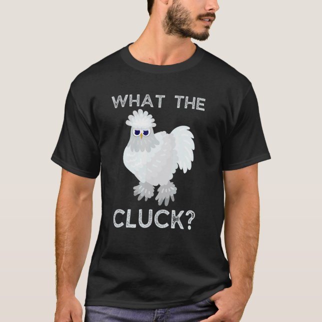 Camiseta Frango Engraçado Qual é o Cluck Frango Silkie (Frente)