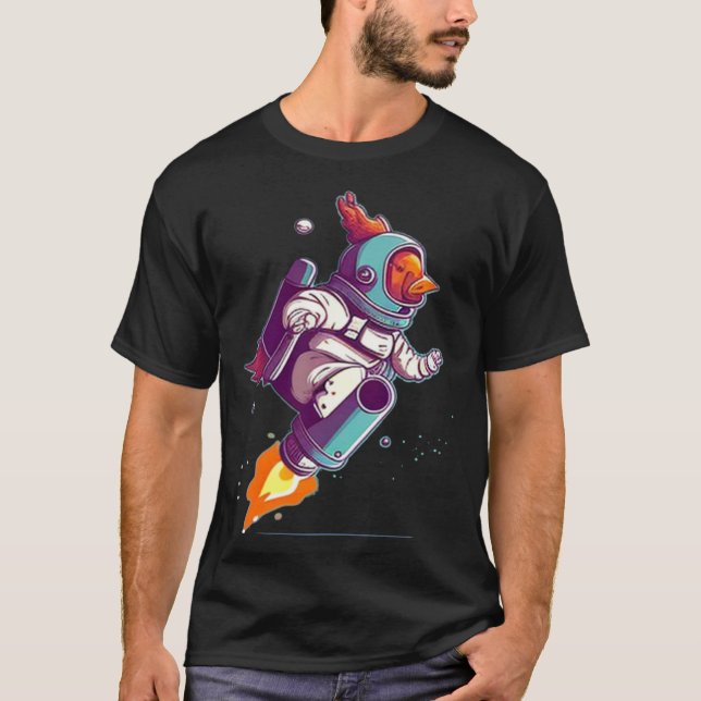 Camiseta Frango Espacial com Traje Espacial (Frente)