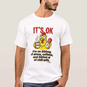 Camiseta Frango Estressado Amante de Café Vida de Mãe Engra