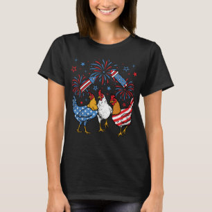 Camiseta Frango EUA Bandeira Patriótica 4 de julho Mulheres