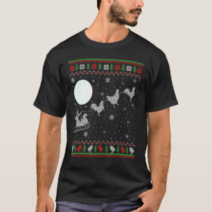 Camiseta Frango Feio do Natal Papai Noel Montado em Renas F