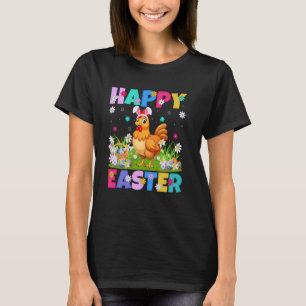 Camiseta Frango Feliz Caça ao Ovo de Páscoa Orelha de Coelh