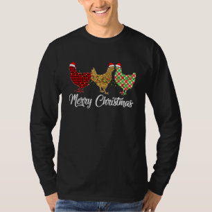 Camiseta Frango Feliz Natal Vermelho Verde Xadrez Leopardo