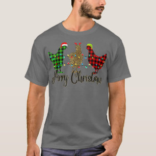 Camiseta Frango Feliz Natal Vermelho Xadrez Verde Leopard P