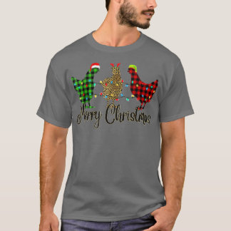 Camiseta Frango Feliz Natal Vermelho Xadrez Verde Leopard P