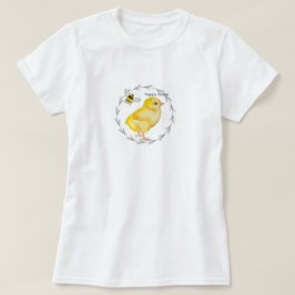 Camiseta frango felz pascoa e flores de primavera