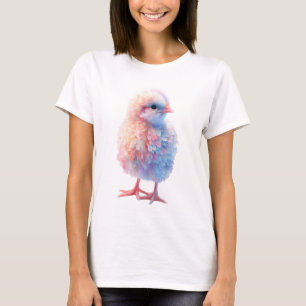 Camiseta Frango Fofo Arco-Íris Pastel Mulheres