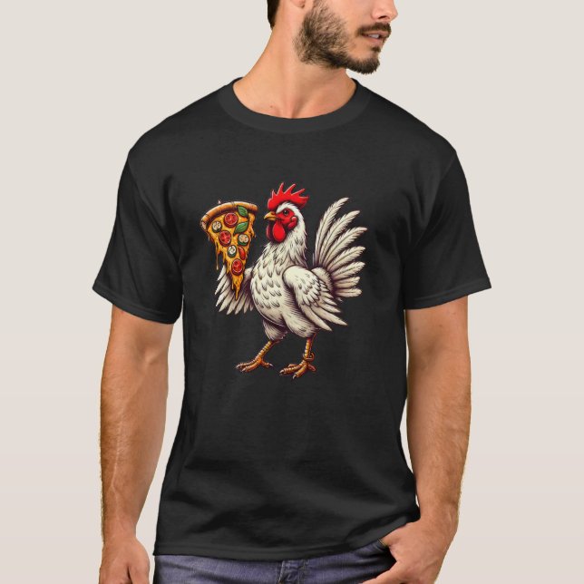Camiseta Frango Fofo Comendo Pizza (Frente)